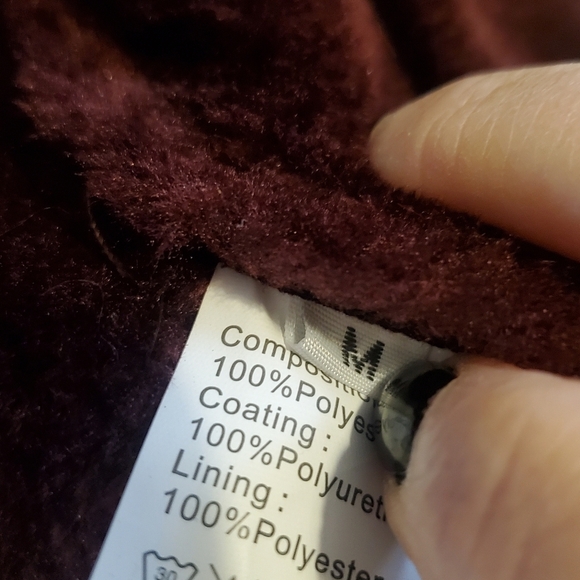 Faux fur faux leather moto jacket. Sz med. Purple. - Picture 8 of 8